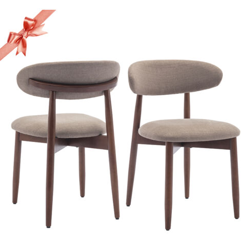 Colamy – Lot de 2 chaises de salle à manger – Structure en bois massif – Assise en mousse haute densité – Dossier ergonomique marron