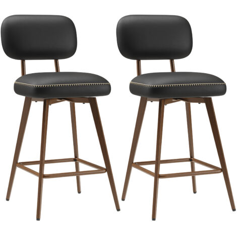 COLAMY Tabouret de bar - Chaise de bar fixe style rétro vintage pour cuisine ou comptoir-Noir (1/5)