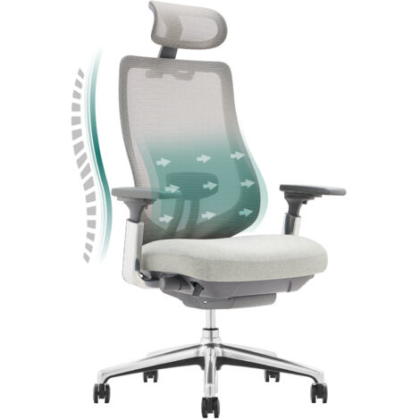 COLAMY Chaise de bureau,Chaise de bureau - chaise de bureau avec accoudoirs 4D et siège réglable avant-arrière, confort optimal pour travail intensif,gris claire