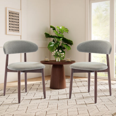 Colamy – Lot de 2 chaises en bois massif – Dossier courbé ergonomique – Mousse haute densité – Style nordique pour salle à manger et cuisine