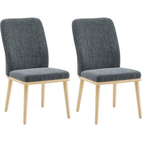 COLAMY Chaise – Lot de 2 Chaises de Salle à Manger à Dossier Haut, Structure en Bois, Style Vintage Élégant, Parfaites pour Cuisine et Salle à Manger, Gris