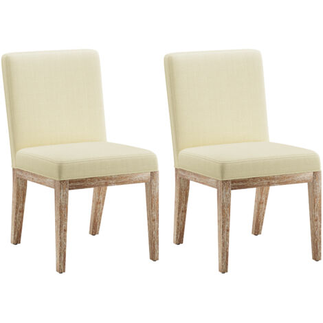 Lot de 2 Chaises de Salle à Manger– Design Rétro Élégant, Dossier Haut, Structure en Bois Robuste, Confort Classique pour Cuisine et Salle à Manger - beige