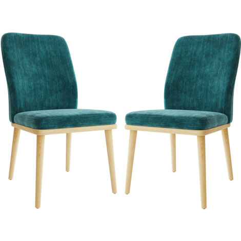 COLAMY Chaise – Lot de 2 Chaises de Salle à Manger à Dossier Haut, Structure en Bois, Style Vintage Élégant, Parfaites pour Cuisine et Salle à Manger, Vert