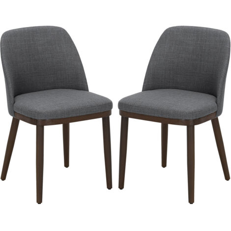 COLAMY Lot de 2 Chaises de Salle à Manger – Chaises Design Confortables en Tissu avec Pieds en Bois Massif, Idéales pour Salon, Cuisine ou Salle à Manger, Gris