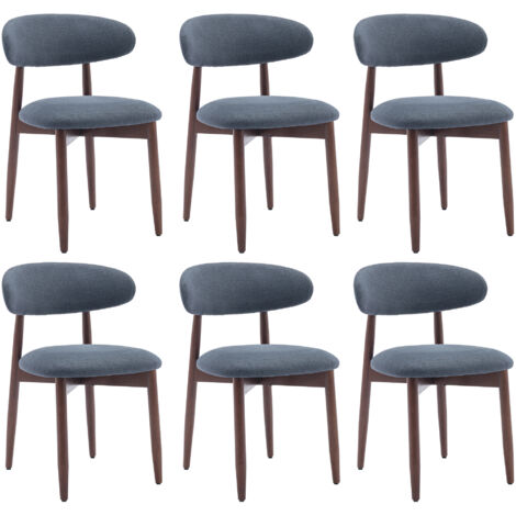 Lot de 6 chaises - Chaises en bois massif , robustes et élégantes, style nordique minimaliste, idéales pour salle à manger et cuisine - bleu