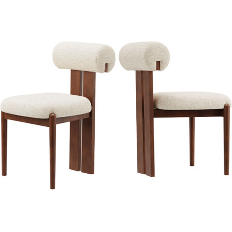 Lot de 2 Chaises de Salle à Manger– Design Rétro Élégant, Dossier Haut, Structure en Bois Robuste, Confort Classique pour Cuisine et Salle à Manger - beige clair