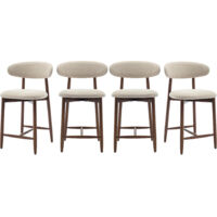 COLAMY Lot de 4 chaises de bar – Tabourets modernes avec dossier haut, assise confortable en tissu, pour comptoir, îlot de cuisine ou salle à manger - beige
