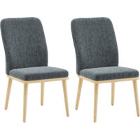 COLAMY Chaise – Lot de 2 Chaises de Salle à Manger à Dossier Haut, Structure en Bois, Style Vintage Élégant, Parfaites pour Cuisine et Salle à Manger, Gris