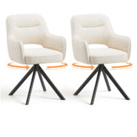 COLAMY Lot de 2 chaises de salle à manger pivotantes premium, demi-accoudoirs, base en métal haute stabilité,design élégant pour cuisine et salle à manger,beige