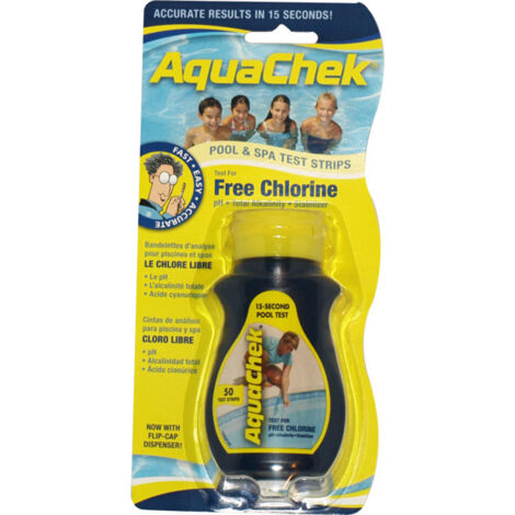 Testeur chlore piscine bandelettes réactives – Lecture immédiate par comparaison colorimétrique – Lot de 1, 2 ou 3 unités – Aquachek