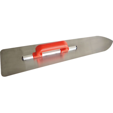 Platoir flamand inox trempé 55x12 cm avec étui de protection – Bout ogive, talon arrondi, poignée fermée en plastique