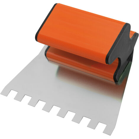 Ergolame® lame inox dentée 15x12 cm – Outil d’encollage avec poignée bimatière, lame interchangeable avec clé incluse, denture 8x9mm, épaisseur 0,6 mm (1/2)