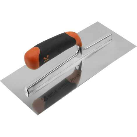 Platoir courbe en inox trempé 28x12 cm – Lame épaisseur 0,6 mm – Poignée bimatière ergonomique pour lissage et finitions professionnelles