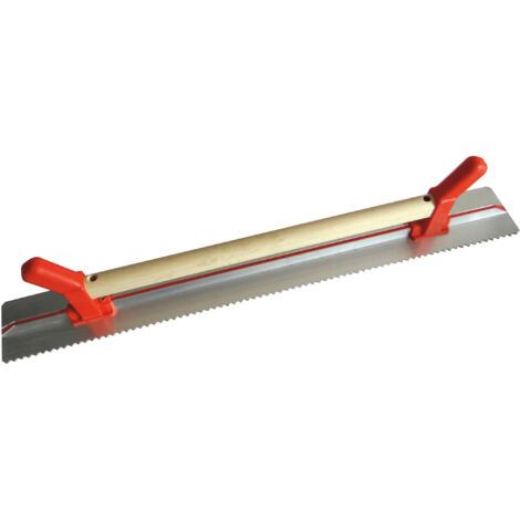 Règle à dresser 80 x 10 cm – Profil aluminium un côté denté 5x5 mm– Poignée bois et polypropylène – Outil de nivellement et de finition