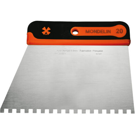 Spatule à colle – Manche bi-matière ergonomique – Lame en acier verni haute qualité 20 cm – Outil professionnel pour application de colles, mortiers et travaux de pose
