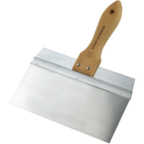 Couteau à enduire et à jointer les bandes – Lame inox trempé 0,5 mm – Largeur 25 cm – Manche bois PEFC ergonomique – Outil professionnel pour enduit, jointoiement et finitions