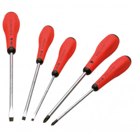 Mob Outillage – Coffret de 5 tournevis FENTE et PHILLIPS – Composition bi-matière – Empreinte hexalobée pour couple puissant – 9128005101 (1/4)