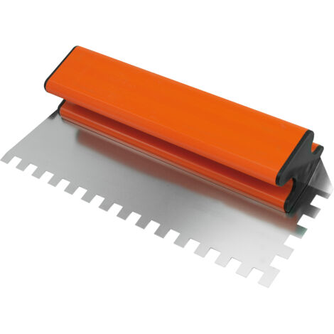 Ergolame® lame inox 30x12 cm dentée 6x6x6 mm carrée – Outil d’encollage avec poignée bimatière, lame interchangeable avec clé incluse,  épaisseur 0,6 mm