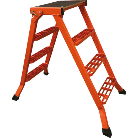 Marchepied pliant aluminium 90 cm – FSC -Léger et compact – Marches caillebotis antidérapantes – Peinture époxy – Conforme à la norme EN132 (1/5)