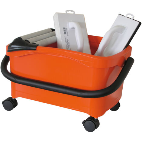 Kit PROJOINT® 30 L professionnel – Bac plastique sur roulettes avec grille alvéolée + platoir à jointer 29x14 cm + platoir à nettoyer 29x14 cm – Pose et finition des joints