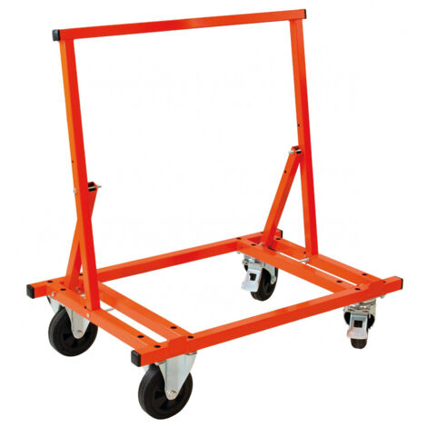 Mondelin – Chariot porte-plaques pliable 4 roues – Charge 450 kg – Dimensions 83 x 32 cm – Construction acier robuste – Pour transport plaques de plâtre