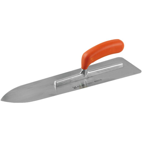 Platoir flamand 55x12 cm – Lame acier nickelé avec étui de protection – Bout ogive – Poignée plastique banane ergonomique