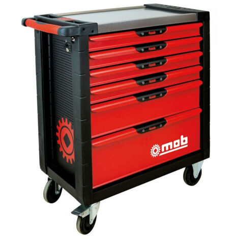 Mob Mondelin – Servante d'atelier roulante XLINER 4 modules – 6 tiroirs avec fermeture centralisée – Charge maximale 1000 kg – Côtés perforés pour accessoires