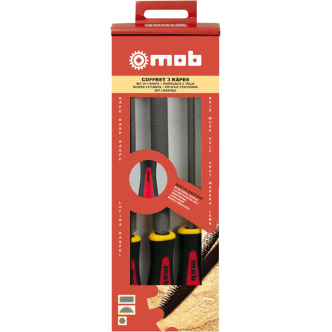 Jeu de 3 râpes manche bi-matière – Grosse, moyenne et fine piqûre – Pour aluminium, plomb, plastique et bois – Norme NF E 75-001 / 75-002 – Finition, dégrossissage et travaux courants