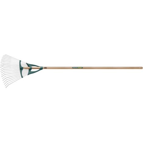 Leborgne – Balai à gazon 20 dents plates acier – Longueur 150 cm – Manche bois certifié PEFC – Nettoyage efficace des feuilles et herbes