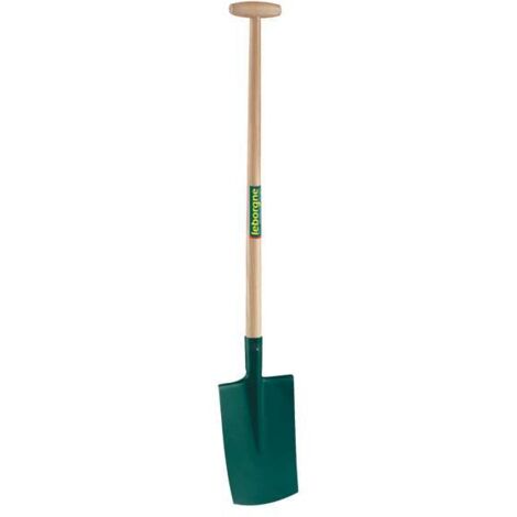 Leborgne – Bêche à rebord 28 cm – Manche béquille en bois certifié PEFC – Bord d'attaque arrondi pour pénétration efficace – Confort d'utilisation