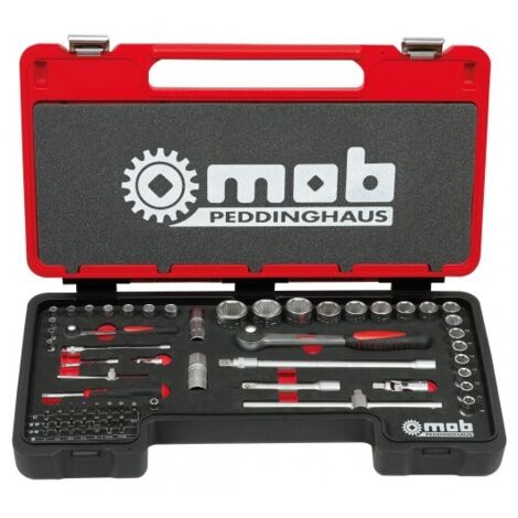 Mob Outillage – Coffret Fusion Box Cargo 70p – Douilles 1/4'' et 1/2'' – Polyéthylène haute densité – Charnières triples renforcées (1/5)
