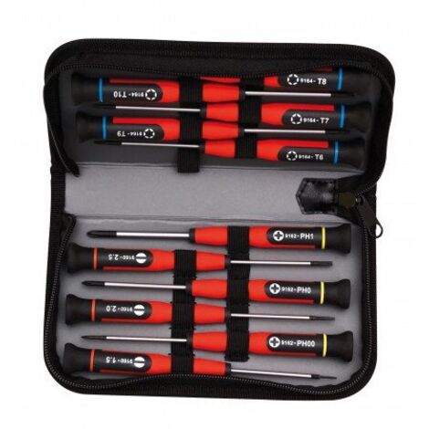 Mondelin – Jeu de 12 tournevis de précision – Finition chromée satinée – Empreinte phosphatée pour meilleure adhérence – 9169020001 (1/2)