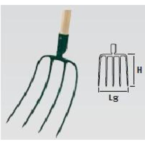 Leborgne – Fourche à fumier 4 dents douille – Manche en bois certifié PEFC – Outil forgé et trempé pour résistance à l'usure