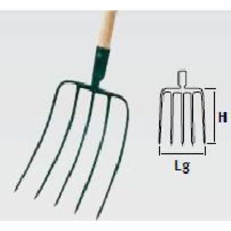 LEBORGNE Fourche à fumier/maïs 5 dents - 30 cm - manche bois certifié PEFC 100%
