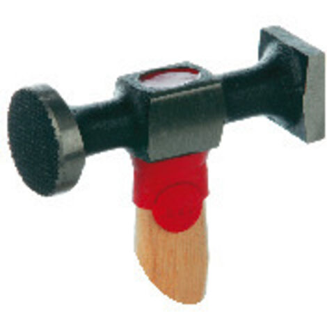 Marteau postillon – Manche en hickory – Tête ronde quadrillée et tête carrée pièce fine – Acier carbone C45E haute résistance aux chocs – 28 x 10,5 cm (1/3)