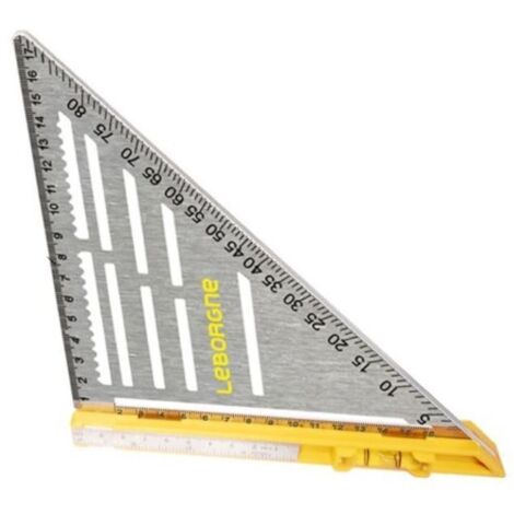 Leborgne – Équerre à pivot aluminium 195x200 mm – Réglet métallique intégré – Niveau à bulle pour alignement – Construction bois