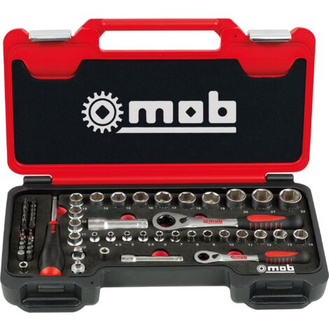 Mob Outillage – Coffret cliquet et douilles traversantes 59 pièces – 13 douilles de 3.5 à 22mm – 1 cliquet traversant – Rallonge 75mm – Adaptateurs inclus