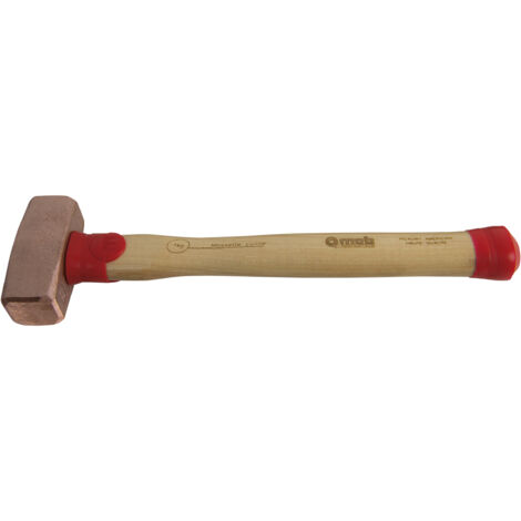 Massette en cuivre avec manche Hickory – Tête 100 % cuivre désoxydé au phosphore – Antidéflagrante et conductrice – Densité 8,9 g/cm³ – Tête 8,6 x 3,4 cm