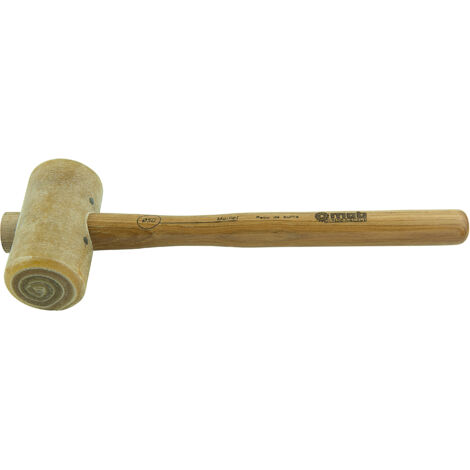 Maillet en cuir bovin roulé haute résistance – Forme tonneau découpée – Manche en hickory ergonomique – Outil robuste pour menuiserie et travail du bois – 39 x 14 cm