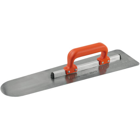 Platoir flamand acier trempé nickelé 45x12 cm avec étui de protection – Bout rond, talon arrondi, poignée fermée en plastique (1/3)