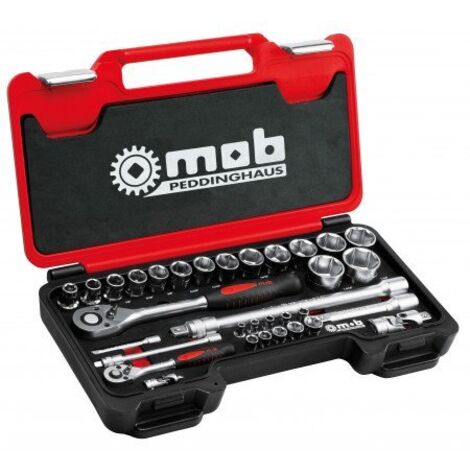 Mob Outillage – Box medium mousse mixte 1/4 et 1/2 pouce – 33 pièces avec douilles et rallonges – Pour travaux de bricolage intensifs (1/5)