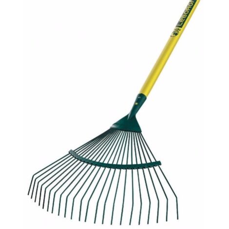 Leborgne – Balai à gazon XL 65 cm – 27 dents pour surfaces grandes et terrains variés – Manche en bois léger et ergonomique