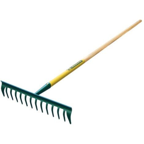 Leborgne – Râteau Duopro 16 dents courbes 46 cm – Manche en bois certifié PEFC 100% – Outil pour ramassage efficace des végétaux