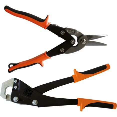 Lot de 2 pinces plaquiste – 1 cisaille à tôle type aviation + 1 pince à sertir - Mondelin