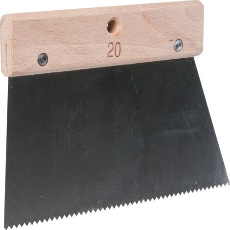 Mob Mondelin – Spatule à colle fine 20 cm – Lame en acier verni – Manche en bois – Dents fines pour application précise de colle