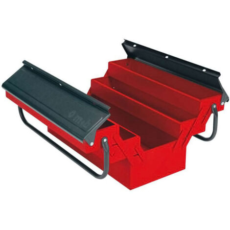 Mob Outillage – Boîte à outils métal 450x200x200mm – 5 compartiments – Peinture époxy résistante – Verrouillable par cadenas – Poignées ergonomiques (1/2)