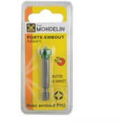 Mondelin – Embout 1/4 PH2 aimanté pour visseuse – Longueur 50 mm – Butée de profondeur pour plaquiste – Maintien optimal de la vis