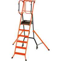 Escabeau sécurisé PIRL Gardia 140 cm – Hauteur de travail maxi 340 cm - FSC -Plateforme Individuelle Roulante Légère – Garde-corps à battants – Largeur réduite – Pratique et maniable