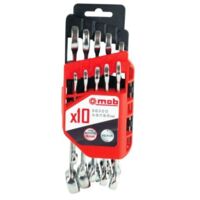 Mob Outillage – Monture de 10 clés mixtes 8-19 mm – Acier forgé chrome vanadium – Angle de reprise 30° – Inclinaison 15° – 9000M10001