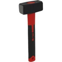 Massette Angles Abattus, Tête 11 cm Manche Tri-Matière Nertech Armé de Fibre de Verre, Incassable - Longueur 28,5 cm, Résistance Maximale